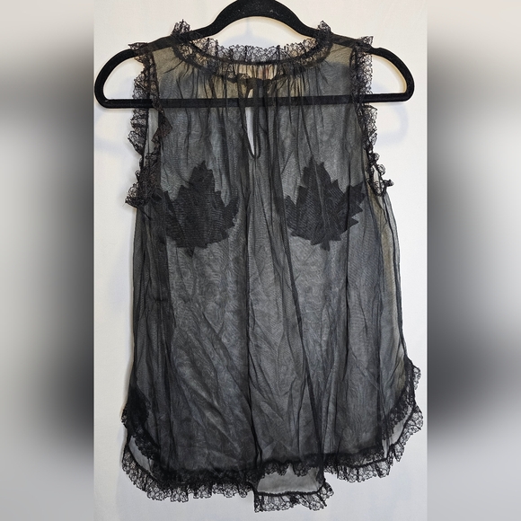 Chevette Eves Leaves Black Sheer Babydoll Nightie With Satin Maple Leaf Detail - Picture 10 of 10